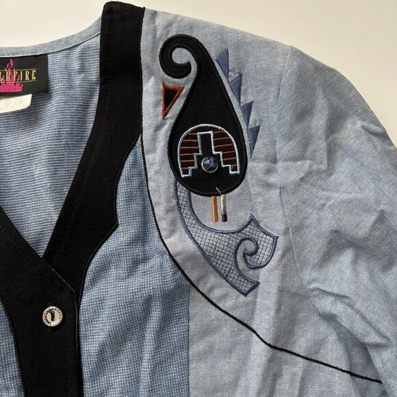 Wildfire VTG 90s Western Southwest Embellished V Neck Button Up Blouse women M - Picture 3 of 8